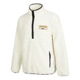 Casaco de gola alta em lã de borrego com meio fecho e logótipo Converse para homem, Branco Cremoso Casaco de gola alta em lã de borrego com meio fecho e logótipo Converse para homem, Branco Cremoso
