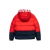 Casaco de penas com capuz e forro polar com emblema, tamanhos asiáticos “Vermelho Preto”