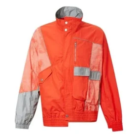 Casaco desportivo casual masculino Converse x Feng Chen Wang com costuras cruzadas e cores contrastantes, cor laranja