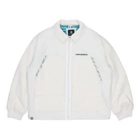 Casaco desportivo com lapela e estampado do logótipo da série de Ano Novo Branco cremoso Casaco desportivo com lapela e estampado do logótipo da série de Ano Novo Branco cremoso