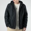 Casaco preto acolchoado com capuz e mangas compridas Converse Casual Sports Cargo para homem