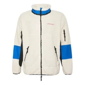 Casaco Sherpa em Polar Fleece, quente, com blocos de cor e gola alta casual