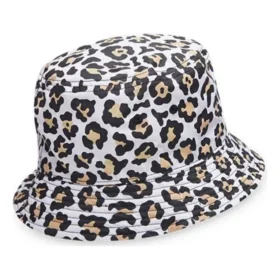 Chapéu de pescador reversível com padrão de leopardo “Branco”