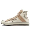 Chuck 70 com sobreposição em couro, cano alto “Egret Champagne Tan”