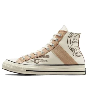 Chuck 70 com sobreposição em couro, cano alto “Egret Champagne Tan”