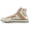Chuck 70 com sobreposição em couro, cano alto “Egret Champagne Tan”