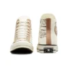 Chuck 70 com sobreposição em couro, cano alto “Egret Champagne Tan”