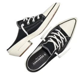 Chuck 70 De Luxe Mule de Salto Alto com Biqueira Pontiaguda “Preto”