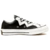 Chuck Mission-V Low Top dos anos 70, branco com riscas irregulares, “Preto e Branco”
