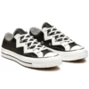 Chuck Mission-V Low Top dos anos 70, branco com riscas irregulares, “Preto e Branco”