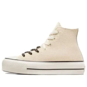 Chuck Taylor All Lift em lona e couro “Bege Branco”