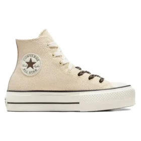 Chuck Taylor All Lift em lona e couro “Bege Branco”