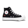 Chuck Taylor All Star com plataforma elevada em EVA e coração Y2K, cano alto “Preto”