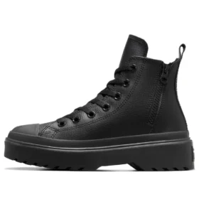Chuck Taylor All Star com sola de plataforma em couro “Preto”