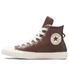 Chuck Taylor All Star em couro com forro em pele sintética “Castanho escuro”