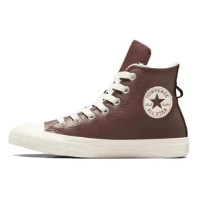 Chuck Taylor All Star em couro com forro em pele sintética “Castanho escuro”