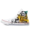 Chuck Taylor All Star High Lona Pintada à Mão “Branco Amarelo Azul”