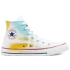 Chuck Taylor All Star High Lona Pintada à Mão “Branco Amarelo Azul”