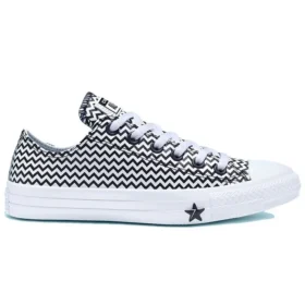 Chuck Taylor All Star Mission-V Bota Baixa Preto Branco Padrão Ondulado “Preto Branco”