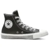 Chuck Taylor All Star Mission-V Leather High Top Preto Branco Sola com Padrão Ondulado “Black White”