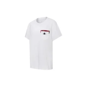 Com bolso, gola redonda e manga curta Branco