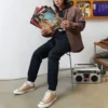 Conjunto de calças desportivas de cintura alta Converse de cor sólida para homem/Calças/Calças de treino Preto