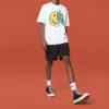 Converse para homem com estampado de cara sorridente, respirável, manga curta, branco