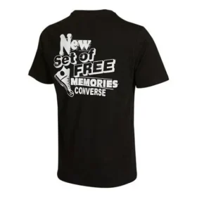 Converse para homem com impressão nas costas, casual, gola redonda e manga curta, preta Converse para homem com impressão nas costas, casual, gola redonda e manga curta, preta