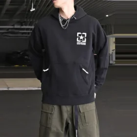 Converse para homem com logótipo em cores contrastantes, tecido polar, preto