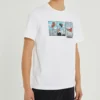 Converse para homem, cor sólida, padrão no peito, gola redonda, manga curta, branco