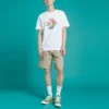 Converse para homem, cores contrastantes, casual, desportivo, estampado, manga curta, branco