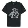 Converse x Keith Haring Crossover Padrão de Desenhos Animados Camiseta de Manga Curta e Gola Redonda Preta para Homem