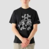 Converse x Keith Haring Crossover Padrão de Desenhos Animados Camiseta de Manga Curta e Gola Redonda Preta para Homem