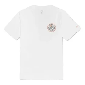 Converse x Keith Haring para homem, camisola larga de gola redonda com logótipo bordado e padrão alfabético, branca Converse x Keith Haring para homem, camisola larga de gola redonda com logótipo bordado e padrão alfabético, branca
