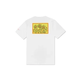 Converse x Keith Haring para homem, camisola larga de gola redonda com logótipo bordado e padrão alfabético, branca Converse x Keith Haring para homem, camisola larga de gola redonda com logótipo bordado e padrão alfabético, branca