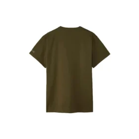 Converse x Kim Jones para homem, camisola desportiva de manga curta com gola redonda, cor sólida, com etiqueta pequena, verde azeitona Converse x Kim Jones para homem, camisola desportiva de manga curta com gola redonda, cor sólida, com etiqueta pequena, verde azeitona