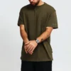 Converse x Kim Jones para homem, camisola desportiva de manga curta com gola redonda, cor sólida, com etiqueta pequena, verde azeitona