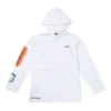 Converse x Rokit Crossover para homem, camisola com capuz e mangas compridas, com logótipo grande impressas nas costas, branca