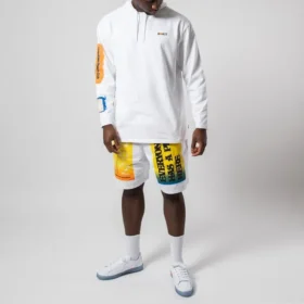 Converse x Rokit Crossover para homem, camisola com capuz e mangas compridas, com logótipo grande impressas nas costas, branca Converse x Rokit Crossover para homem, camisola com capuz e mangas compridas, com logótipo grande impressas nas costas, branca