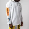 Converse x Rokit Crossover para homem, camisola com capuz e mangas compridas, com logótipo grande impressas nas costas, branca
