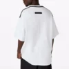 Cor sólida, corte largo, gola redonda, manga curta, estilo para casal, branco