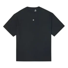 Cor sólida, corte largo, gola redonda, manga curta, estilo para casal, preto Cor sólida, corte largo, gola redonda, manga curta, estilo para casal, preto