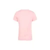 Estampado com padrão alfabético, gola redonda, manga curta, cor-de-rosa