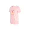 Estampado com padrão alfabético, gola redonda, manga curta, cor-de-rosa