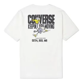 Estampado de letras de desenhos animados, desportivo, manga curta, branco