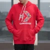 Hoodie com Chevron de Estrelas Tamanhos Asiáticos “Vermelho”