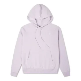 Hoodie de cor sólida com bordado Roxo