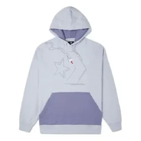 Hoodie largo com forro polar e blocos de cor Azul claro