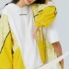 Moletom com capuz casual desportivo em cores contrastantes Branco