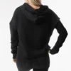 Moletom com capuz desportivo casual de malha preto